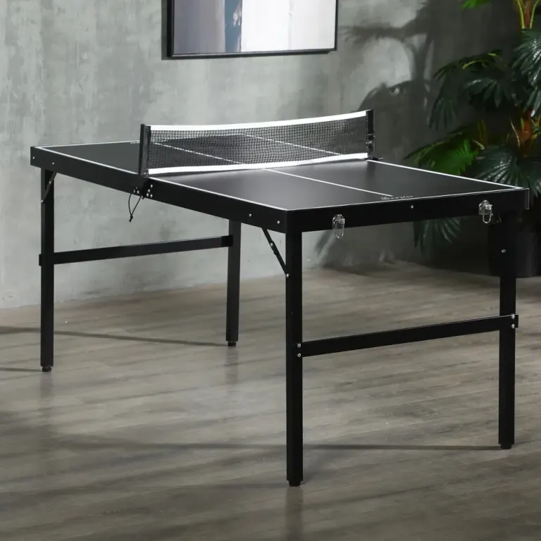 Hopfällbart Bordtennisbord med Nät, Svart Mini Pingisbord Bärbart