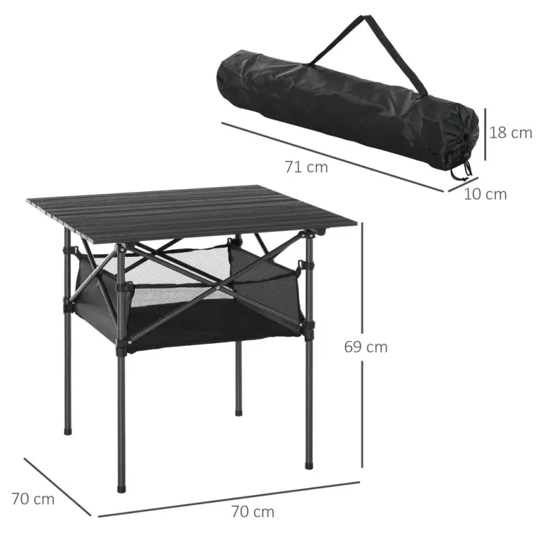 Hopfällbart Campingbord i Aluminium Svart