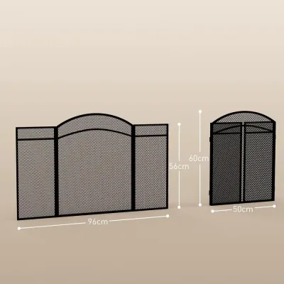 Hopfällbart Gnistskydd, Svart Eldstad Vikbart Panel Metall
