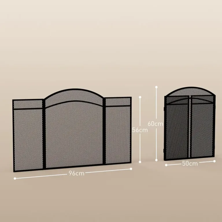 Hopfällbart Gnistskydd, Svart Eldstad Vikbart Panel Metall