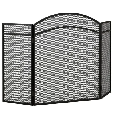 Hopfällbart Gnistskydd, Svart Eldstad Vikbart Panel Metall