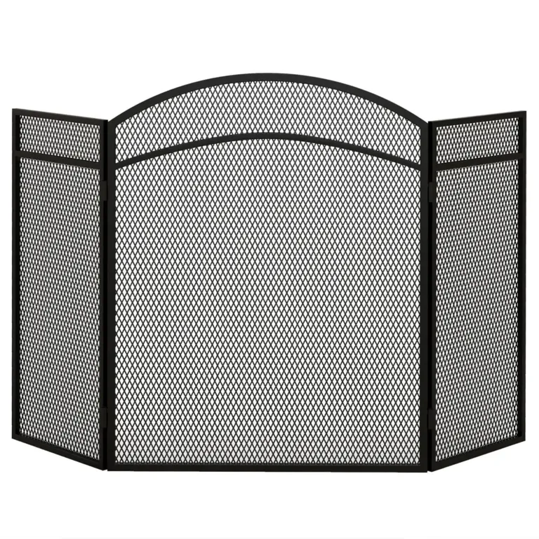Hopfällbart Gnistskydd, Svart Eldstad Vikbart Panel Metall