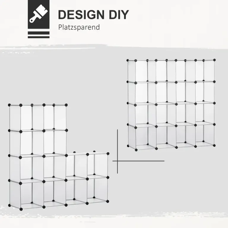 Hopfällbart Kubhyllsystem 16 Fack Kubhylla Modulär Design