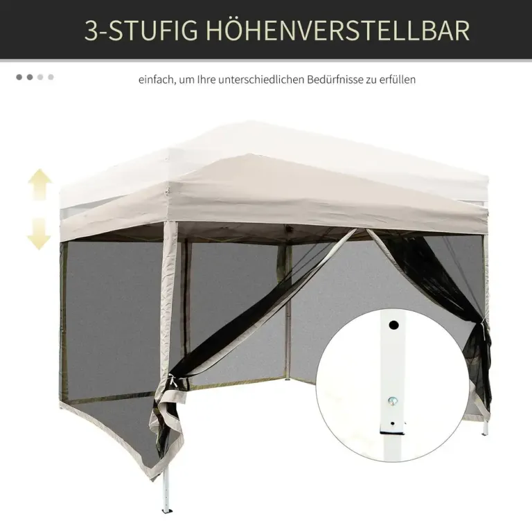 Hopfällbart Lusthus med Sidoväggar och Bärväska 3 x 3 m