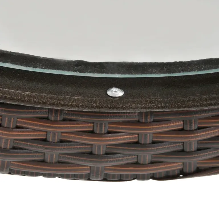 Hopfällbart Trädgårdsbord med Härdat Glas, Brunt