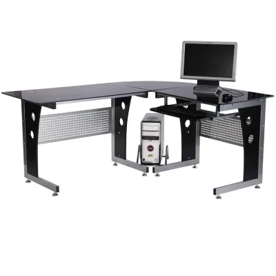 Hörnskrivbord L-format Svart 164 x 139 x 75 cm
