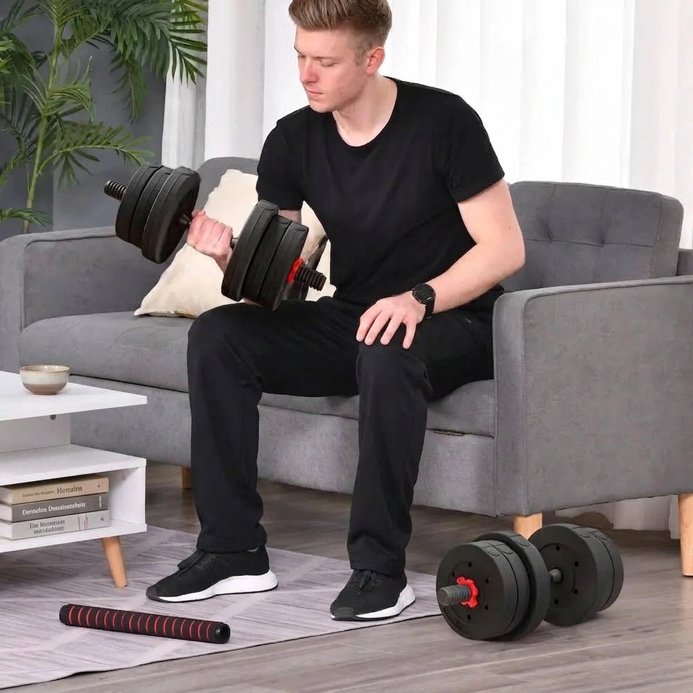 Hantelset 2 i 1 med Vikter för Professionell Styrketräning