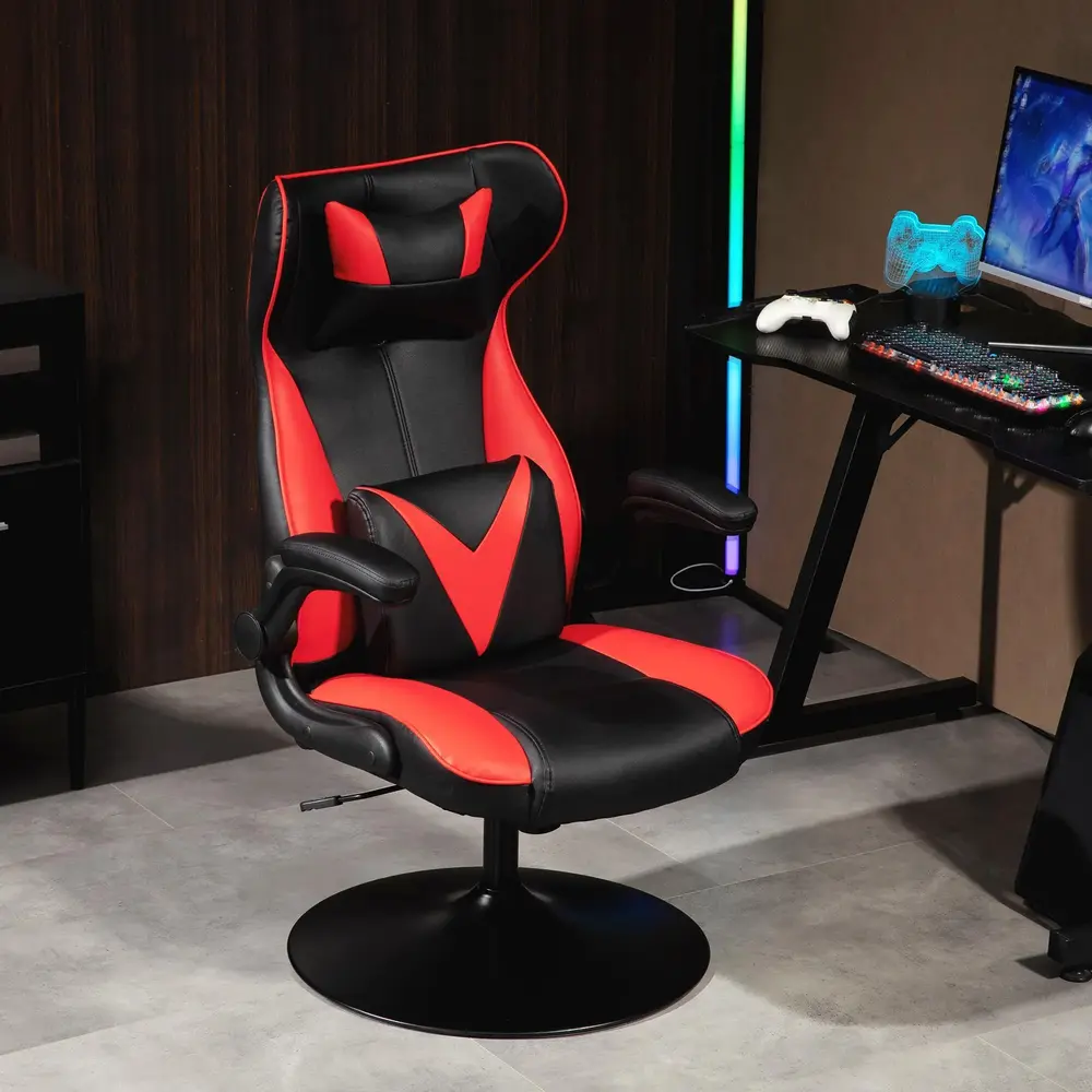 Gamingstol Datorstol Svart Röd av Konstläder och Metall
