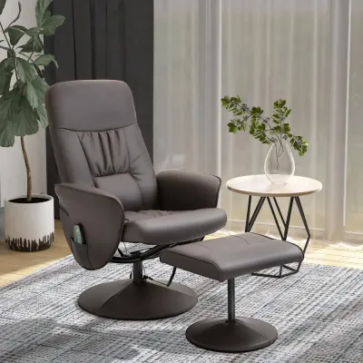 Snurrbar TV-Fåtölj med Pall Relaxstol 76 x 81 x 105 cm