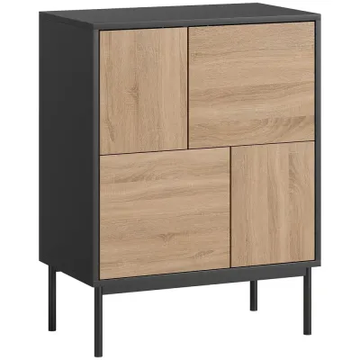 Sideboard Push To Open Svart och Naturfärgad MDF 120 cm