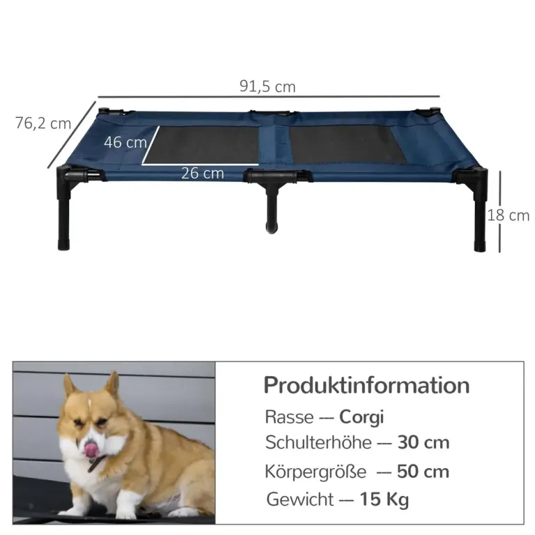 Hundbädd och Utomhusbädd för Hund Hundsäng Metall Oxford
