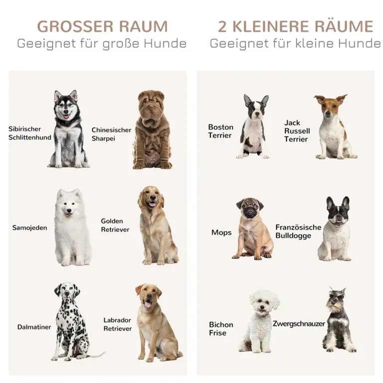 Hundbur Hundkoja med Två Rum Vit Rustik Dörrar