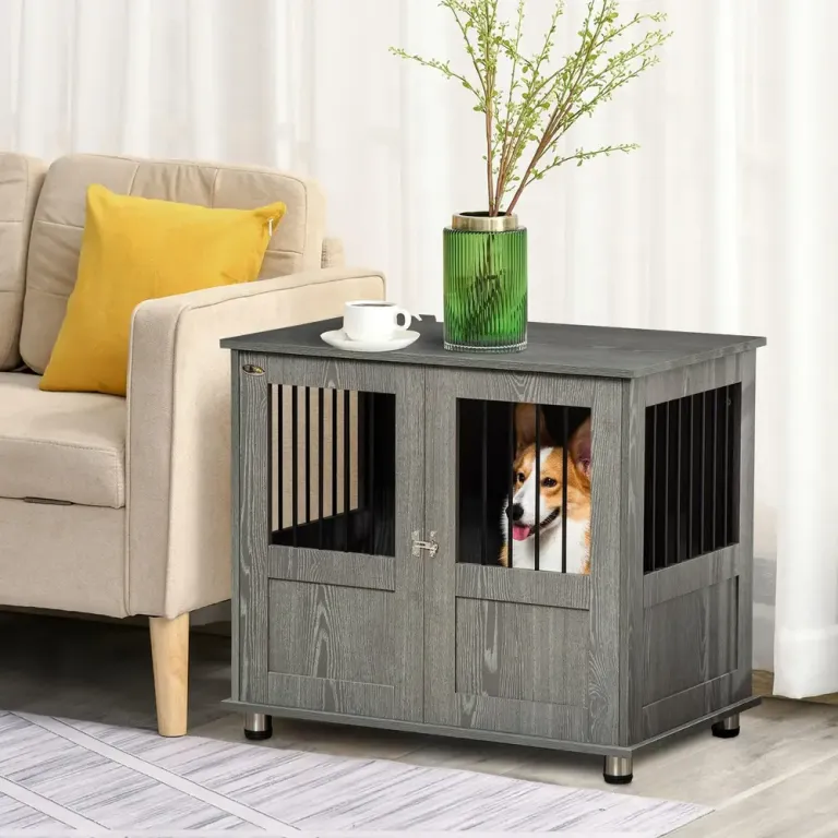 Hundbur med Låsbar Dörr, Grå