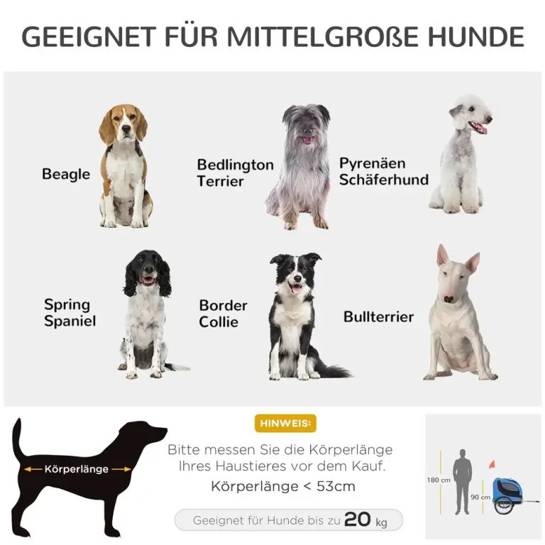Hundcykelvagn med Säkerhetskoppling, Blå Universalkoppling Metall
