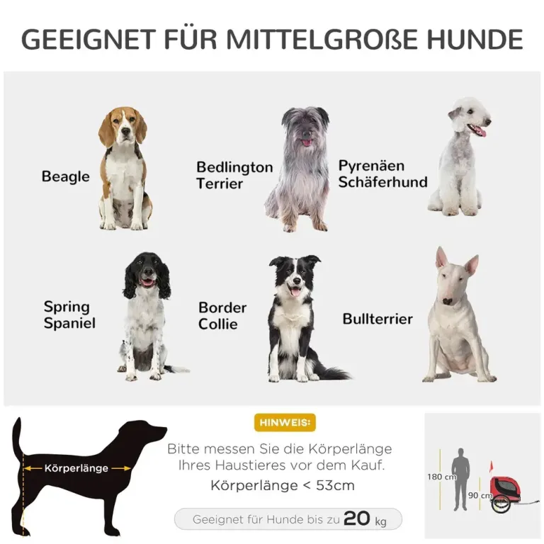 Hundcykelvagn med Säkerhetskoppling, Röd Universalkoppling Metall