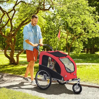 Hundcykelvagn och Joggingvagn 2-i-1, Röd