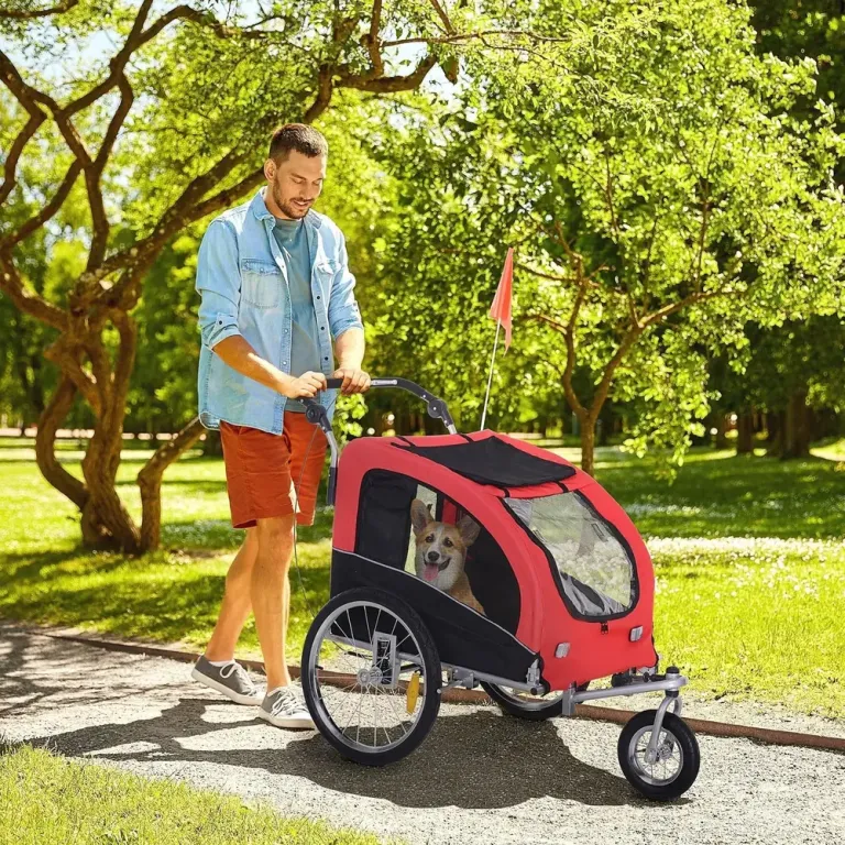 Hundcykelvagn och Joggingvagn 2-i-1, Röd