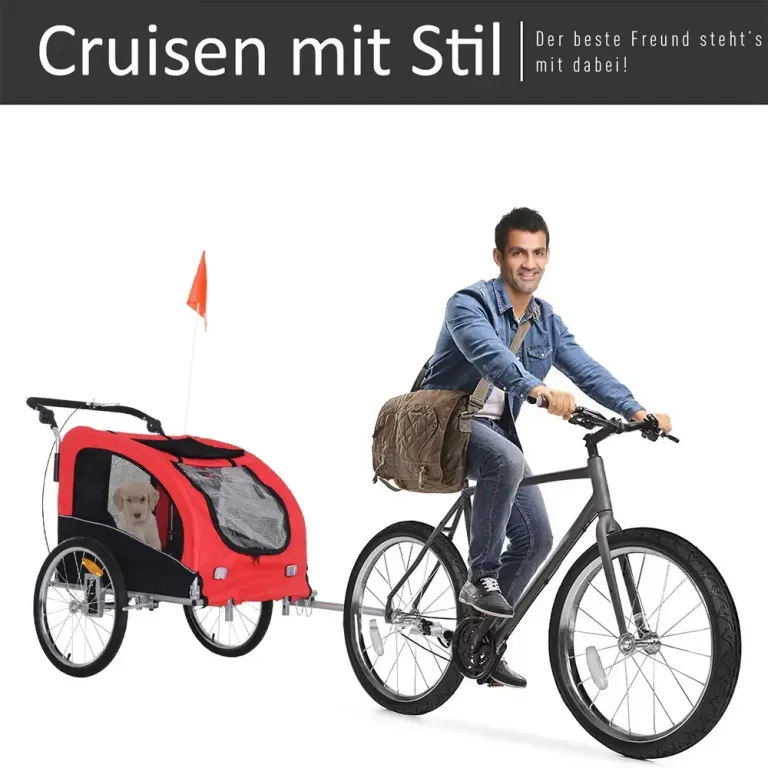 Hundcykelvagn och Joggingvagn 2-i-1, Röd