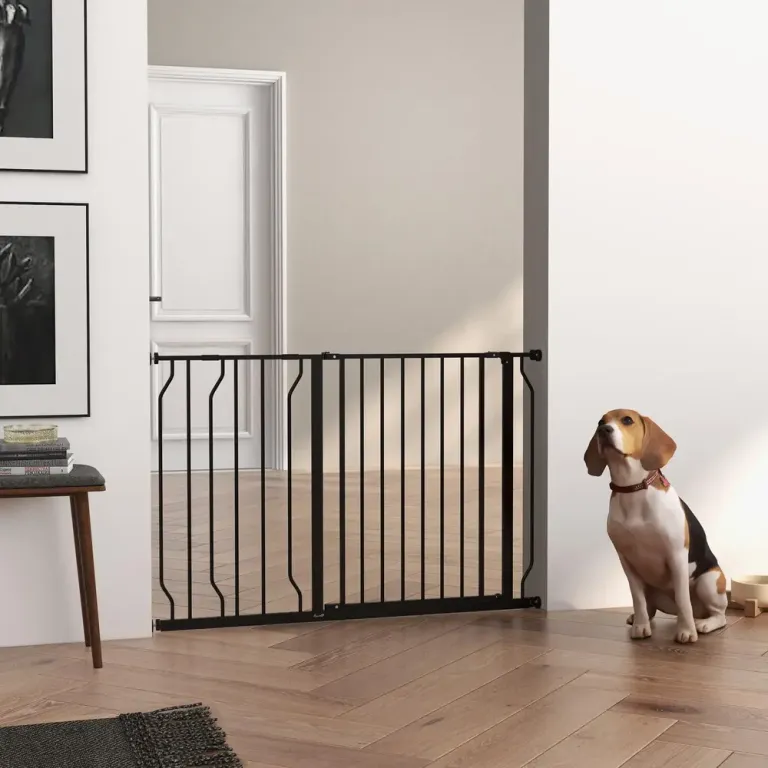 Hundgrind för Spännfäste Justerbar Bredd Svart Dörr Längd