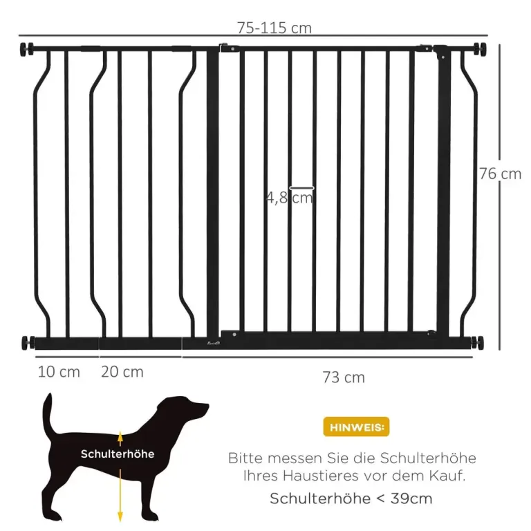 Hundgrind för Spännfäste Justerbar Bredd Svart Dörr Längd