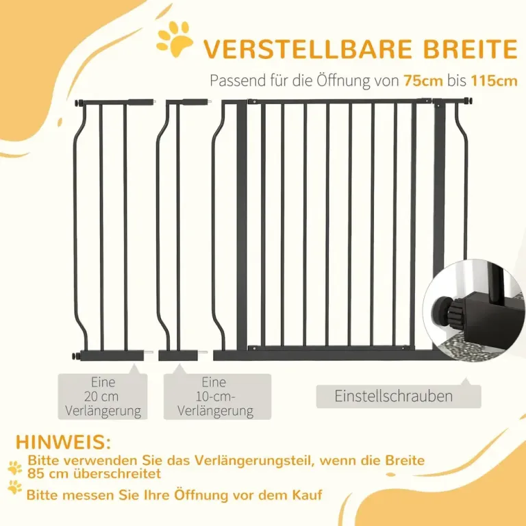 Hundgrind för Spännfäste Justerbar Bredd Svart Dörr Längd