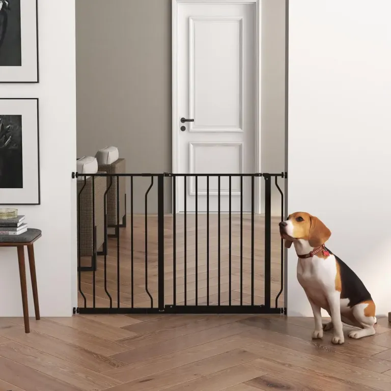 Hundgrind för Spännfäste Justerbar Bredd Svart Dörr Längd