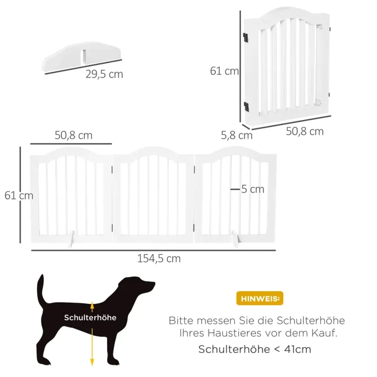 Hundgrind i 3 Sektioner Vikbar 154,5 x 29,5 x 61 cm