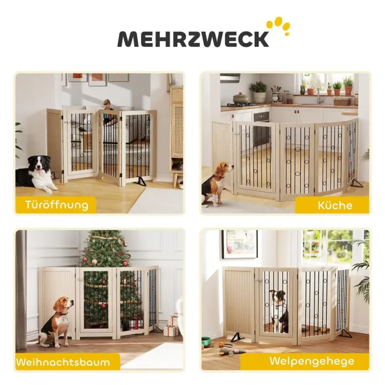 Hundgrind med Dörr Mörkbrun MDF och Stål för Trappa