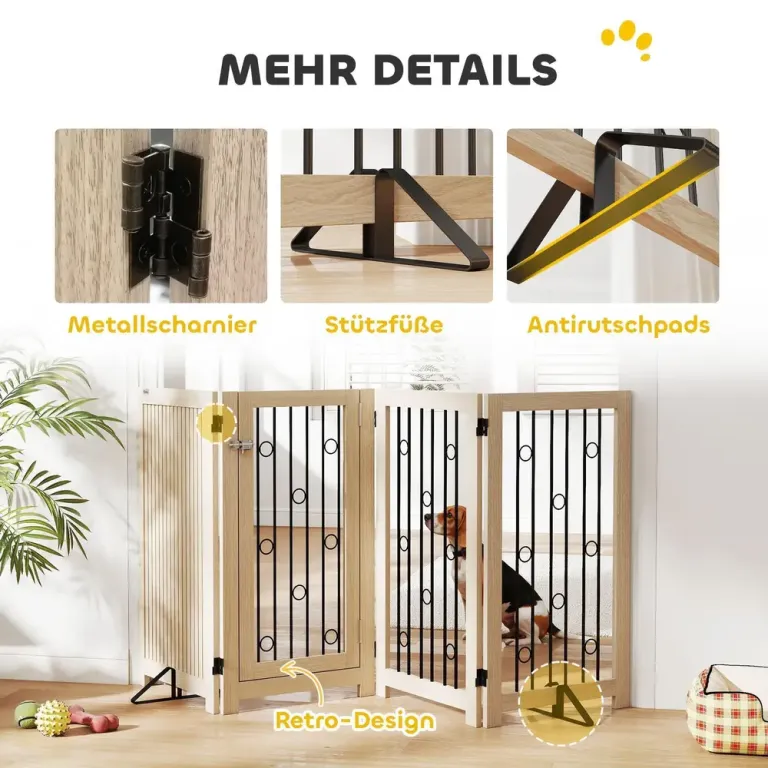 Hundgrind med Dörr Mörkbrun MDF och Stål för Trappa