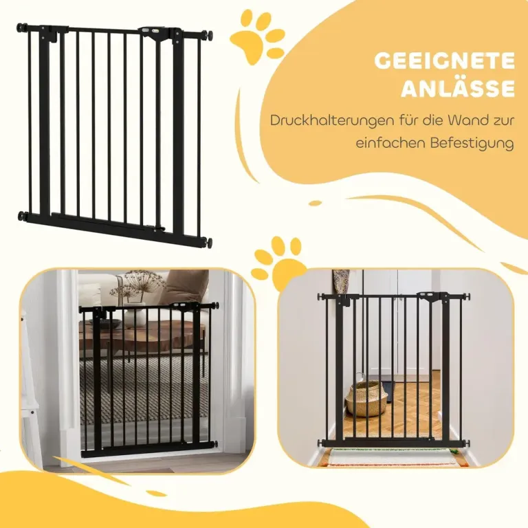Hundgrind/husdjursgrind Metall och Plast Svart 74–80 cm Justerbar