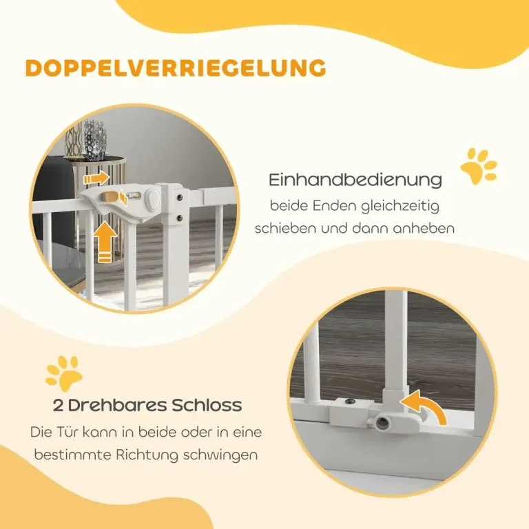 Hundgrind/husdjursgrind Metall och Plast Vit 87–94 cm Automatisk