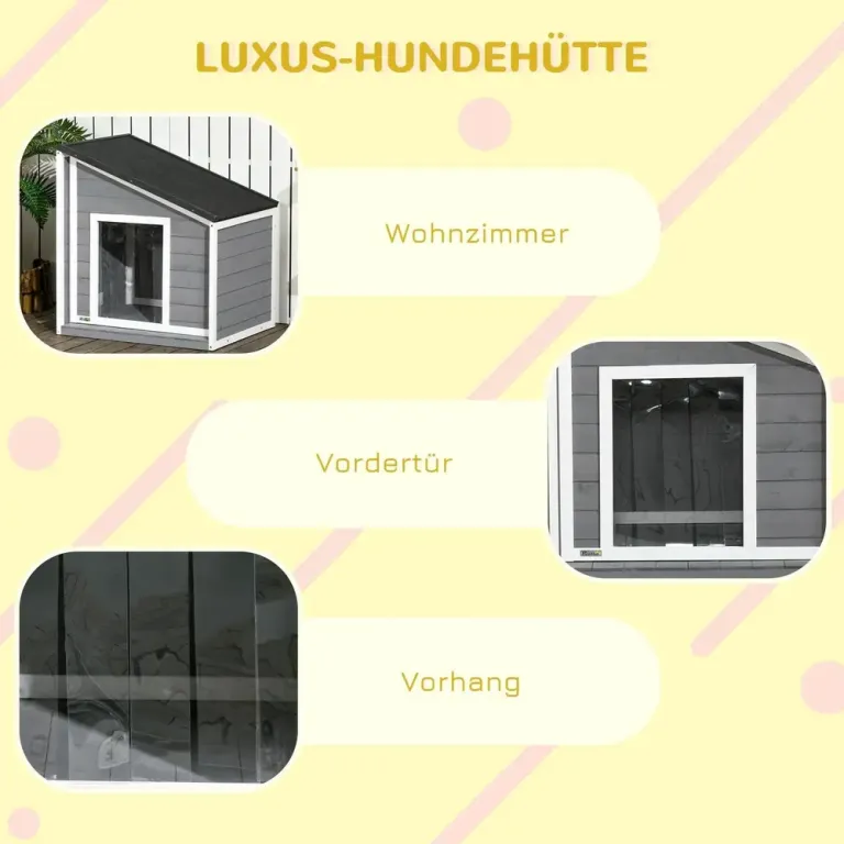Hundkoja i Granträ för Små Hundar Utehus Massivt