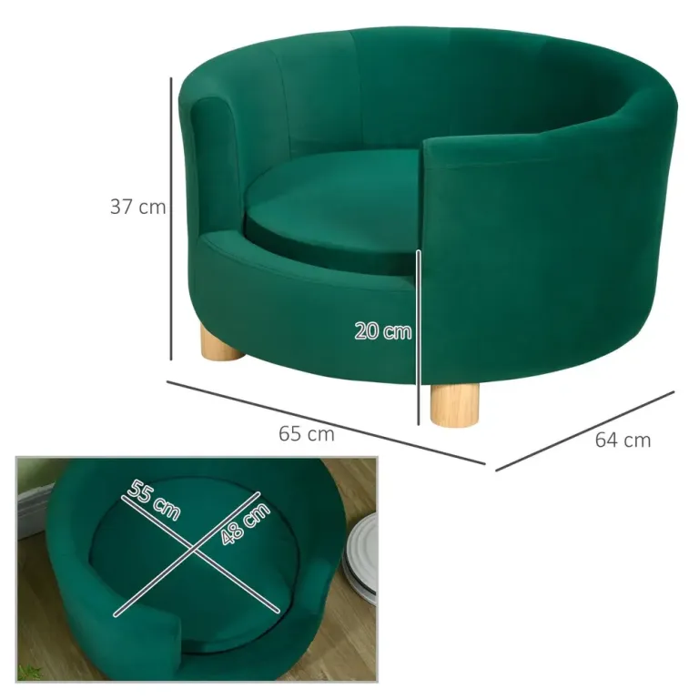Hundsäng Elegant Hundsoffa med Mjukt Husdjurssäng Fåtölj Design