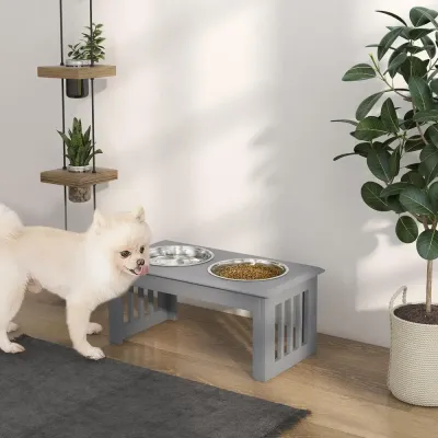 Hundskål Foderstation Grå Matställ Skålar
