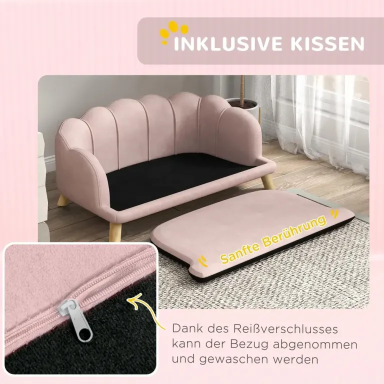Hundsoffa i Sammet med Pärlskalsform Rosa Kattsoffa