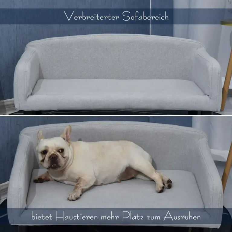 Hundsoffa Snygg Husdjurssoffa med Överdrag Ljusgrå Samt Träben