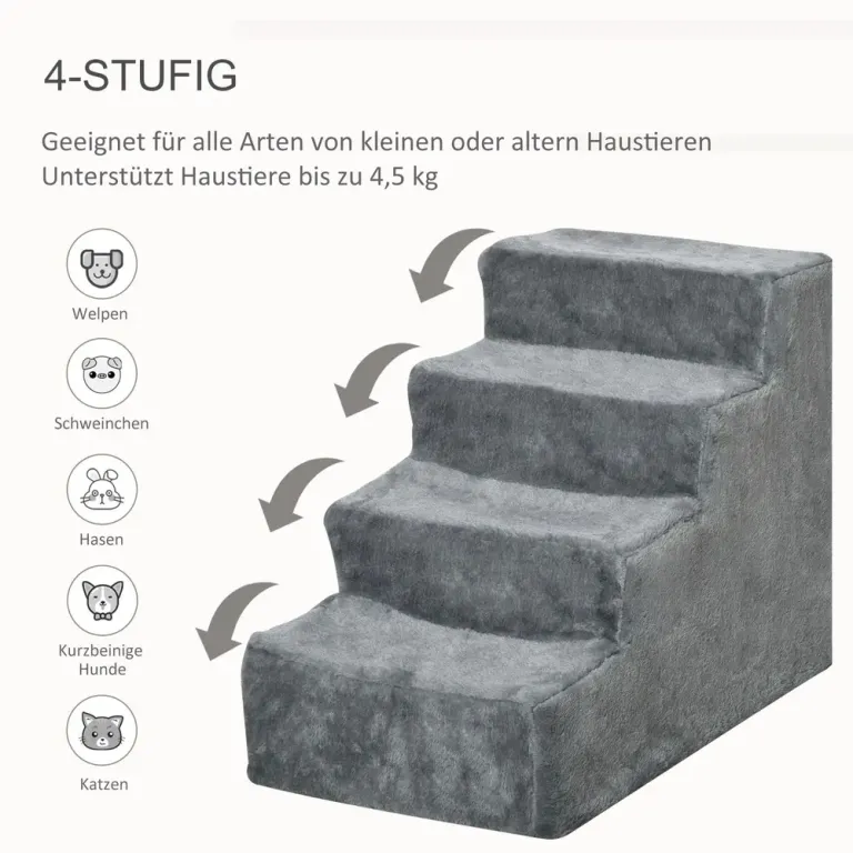 Hundtrappa 4 Steg Katttrappa för Säng och Soffa 35 cm Husdjursstege