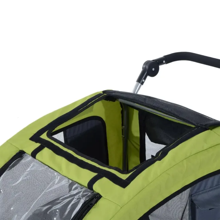 Hundcykelvagn Grön Grå Oxford Tyg 155 x 83 x 108 cm