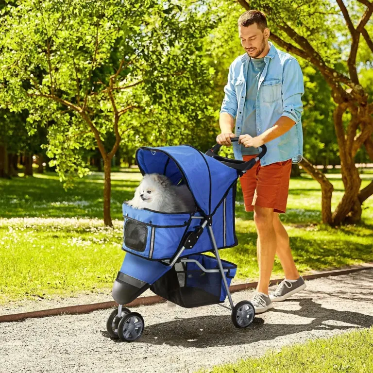 Hundvagn Husdjursvagn Buggy Blå Polyester för Hundar