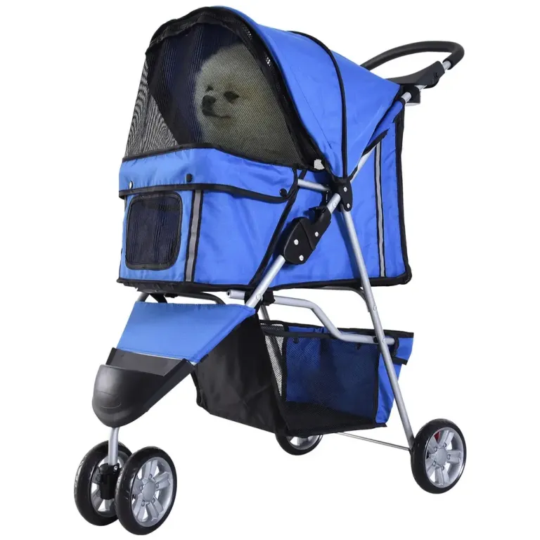 Hundvagn Husdjursvagn Buggy Blå Polyester för Hundar
