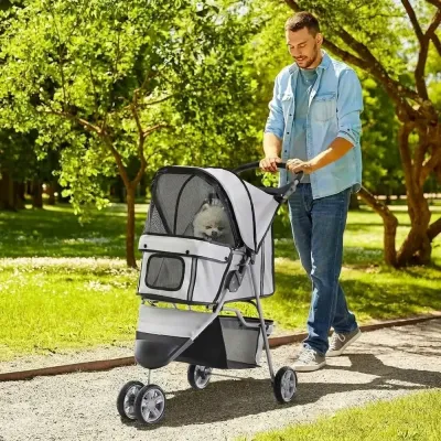 Hundvagn Husdjursvagn Buggy Grå Polyester för Hundar