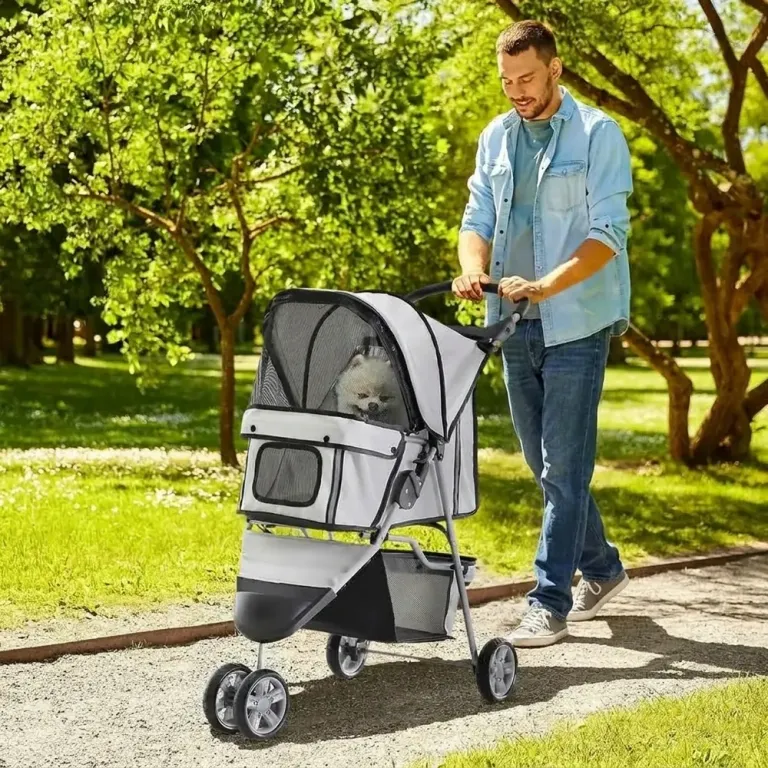 Hundvagn Husdjursvagn Buggy Grå Polyester för Hundar