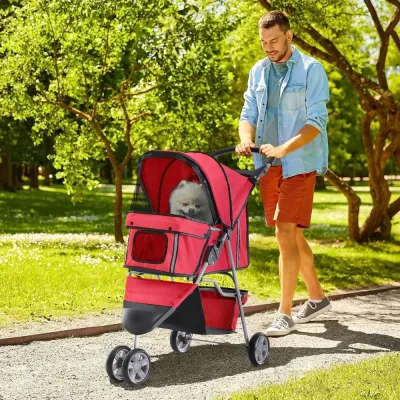 Hundvagn Husdjursvagn Buggy Röd Polyester för Hundar