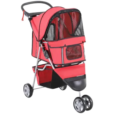 Hundvagn Husdjursvagn Buggy Röd Polyester för Hundar