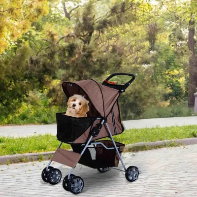Hundvagn Joggingvagn Kaffebrun Polyester och Metall