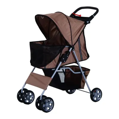 Hundvagn Joggingvagn Kaffebrun Polyester och Metall