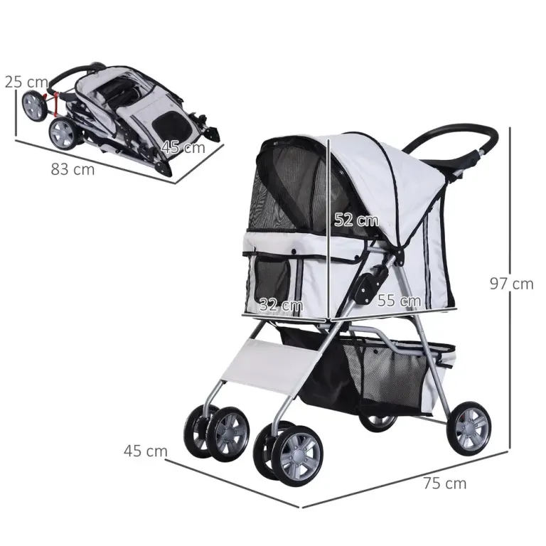 Hundvagn Joggingvagn Silver Polyester och Metall