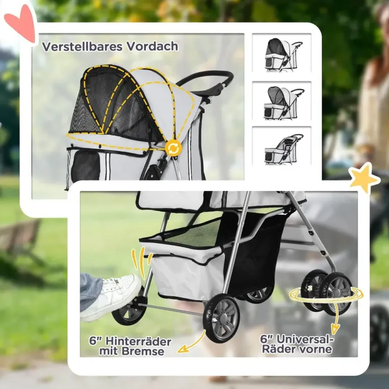 Hundvagn Joggingvagn Silver Polyester och Metall