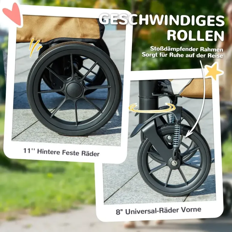 Hundvagn och Fällbar Hundbuggy för Stora Hundar Rymlig Långa