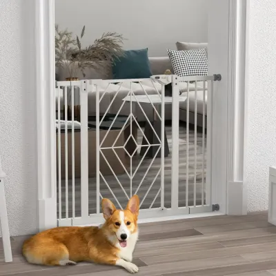 Hundgrind 76 cm Hög med Dörr, Vit